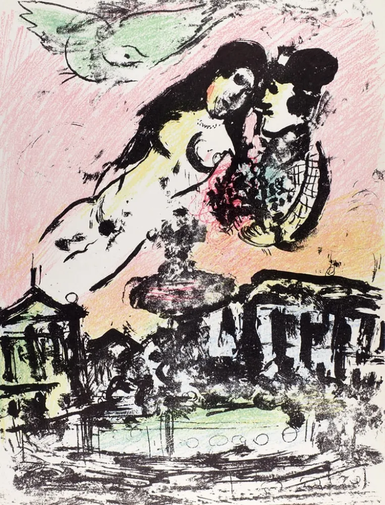 Lithographie Chagall - Le ciel amoureux