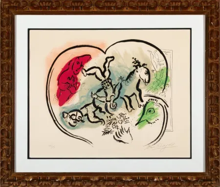 Lithographie Chagall - Le coeur de cirque (The Heart of the Circus)