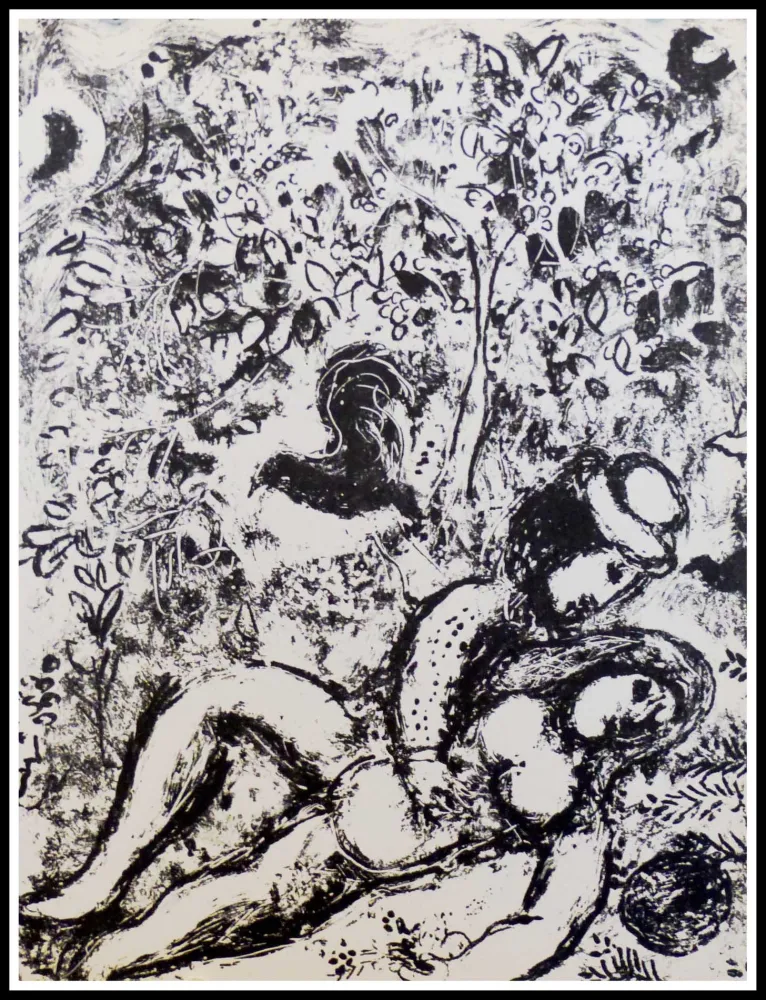 Lithographie Chagall - LE COUPLE A L'ARBRE