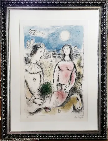 Lithographie Chagall - Le couple au Crépuscule 