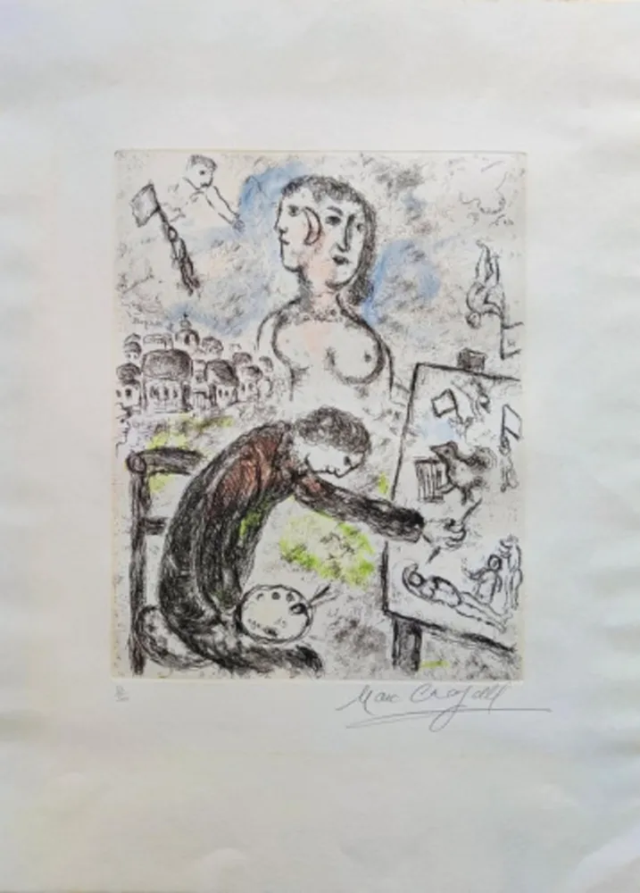 Eau-Forte Et Aquatinte Chagall - Le Peintre, from Songes (cf. C. books 112)