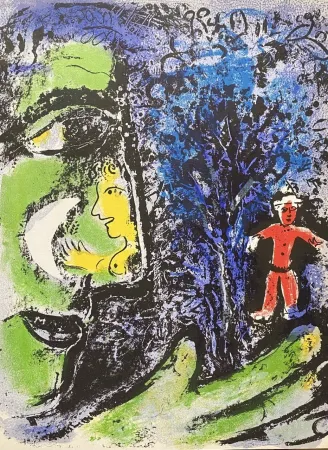 Lithographie Chagall - Le Profil et l’Enfant Rouge