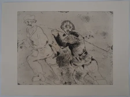 Gravure Chagall - Le retour de pêche (Les haleurs)