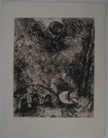 Gravure Chagall - Le soleil et les grenouilles