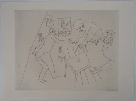 Gravure Chagall - Les adieux de Tchitchikov à Manilov