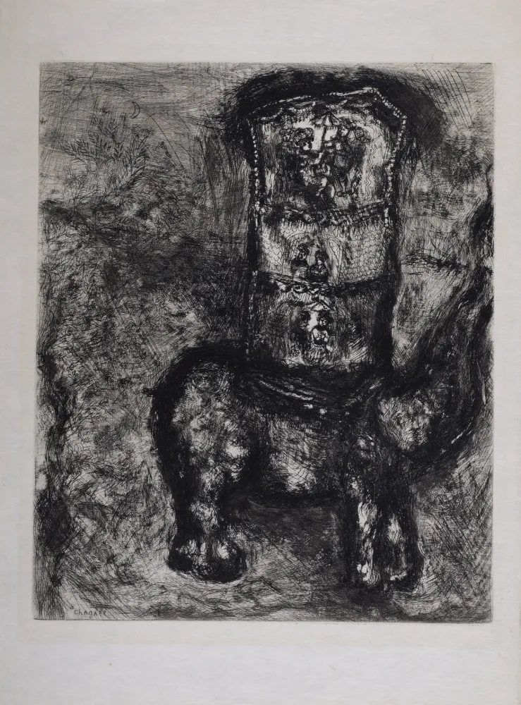 Gravure Chagall - Les Fables de La Fontaine : Le Rat et l'Éléphant, 1952