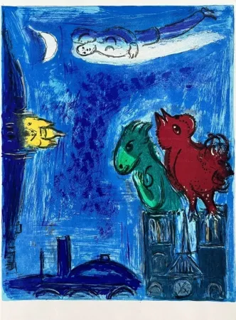 Lithographie Chagall - Les Monstres de Notre-Dame