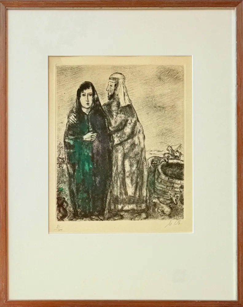 Eau-Forte Chagall - Meeting of Jacob and Rachel at the well
