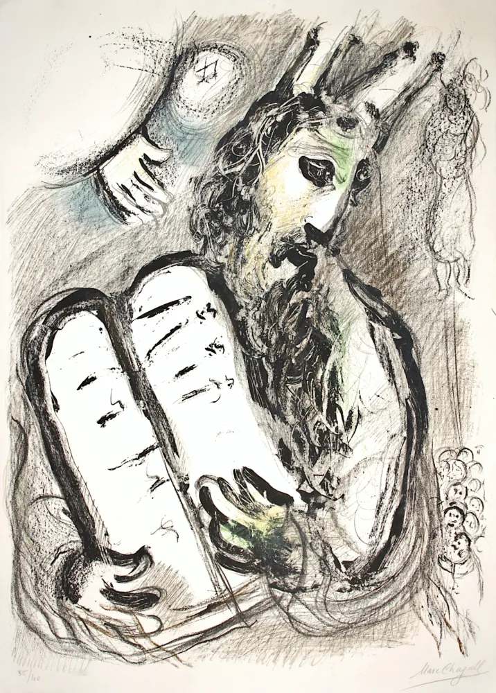 Lithographie Chagall - Moise et Les Tables de la Loi