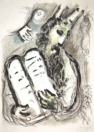 Lithographie Chagall - Moise et Les Tables de la Loi