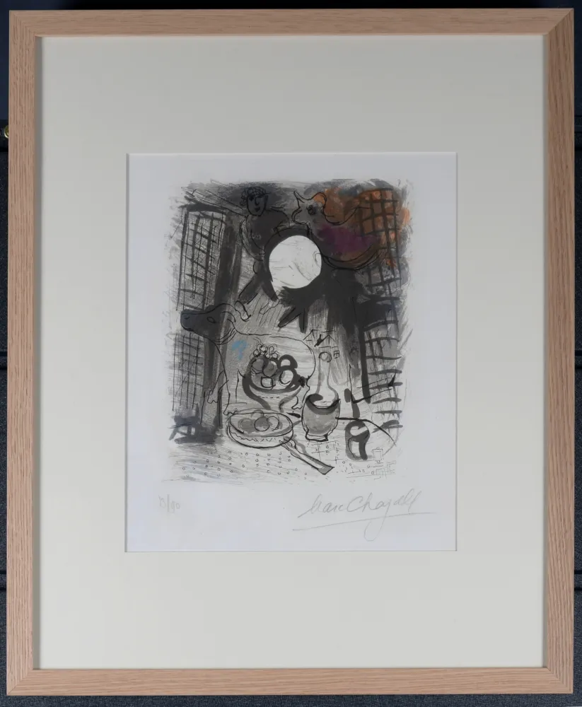 Lithographie Chagall - Nature Morte brune (M. 205), 1957 - Framed & Hand-signed!
