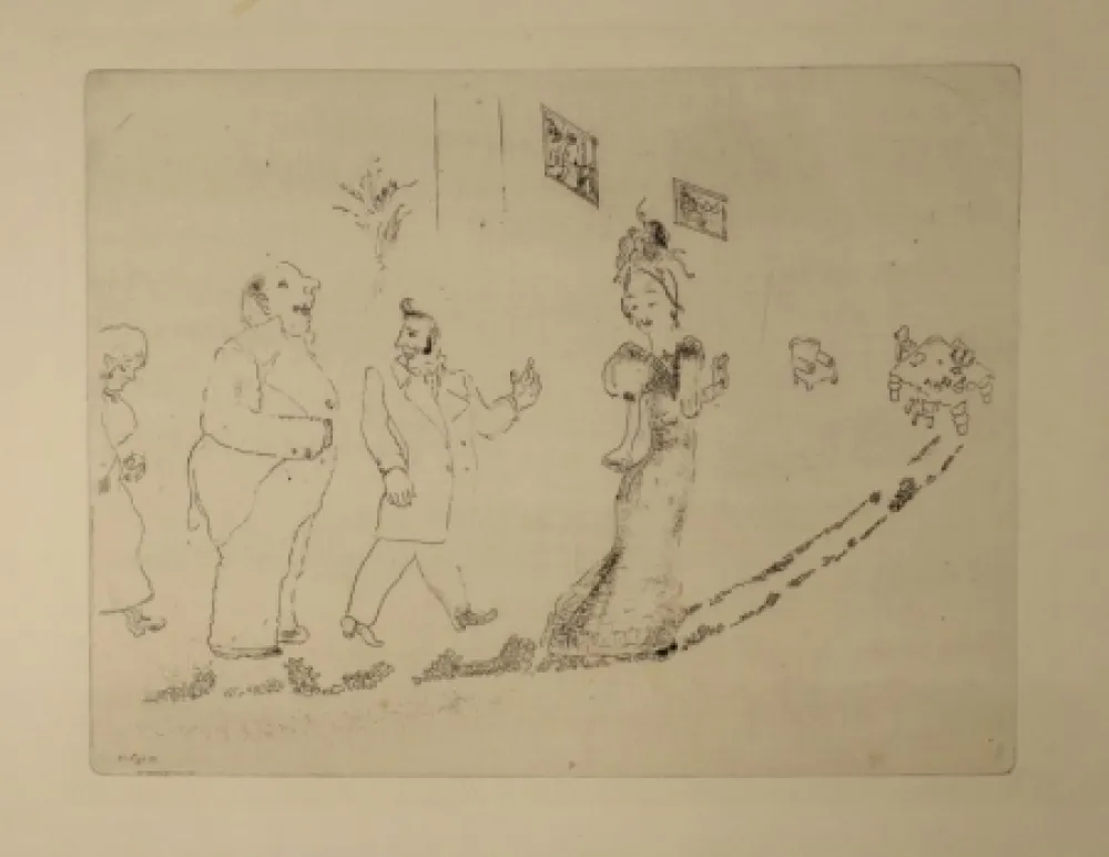 Eau-Forte Chagall - (Nicolas Gogol, Les Ames Mortes, 34)