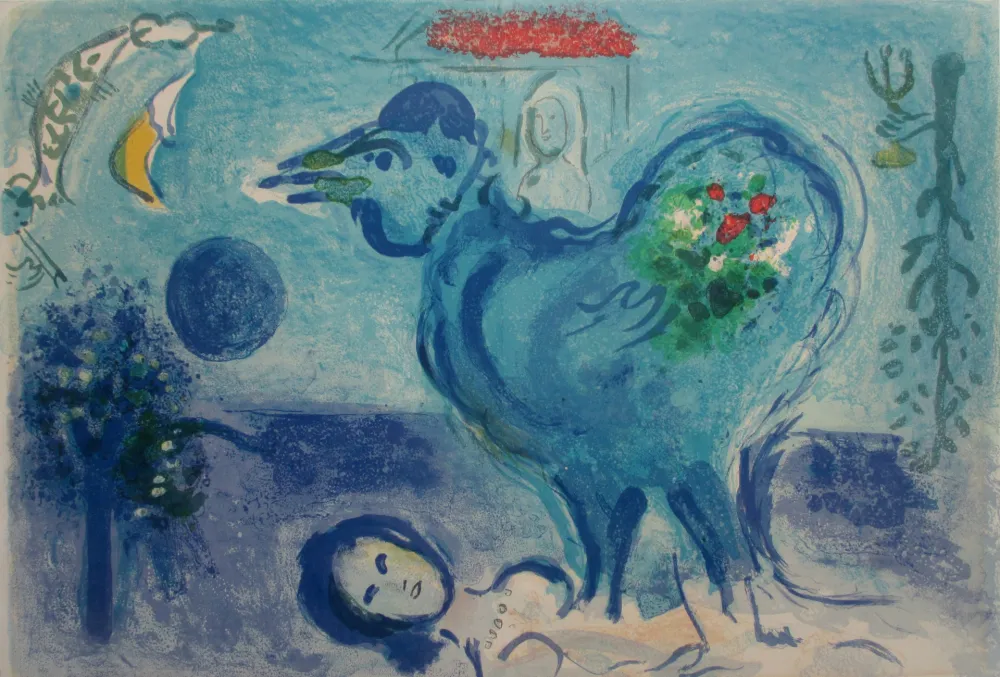Lithographie Chagall - Paysage au Coq /Landscape with Rooster