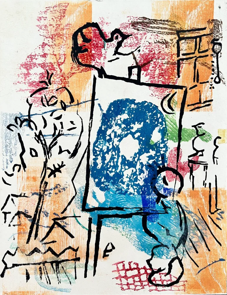 Gravure Sur Bois Chagall - Poèmes, Planche II (trial proof)