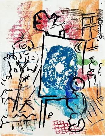 Gravure Sur Bois Chagall - Poèmes, Planche II (trial proof)