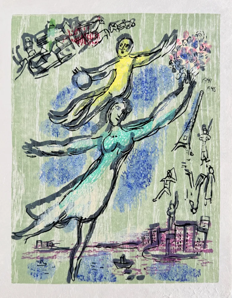 Gravure Sur Bois Chagall - Poèmes, Planche IX