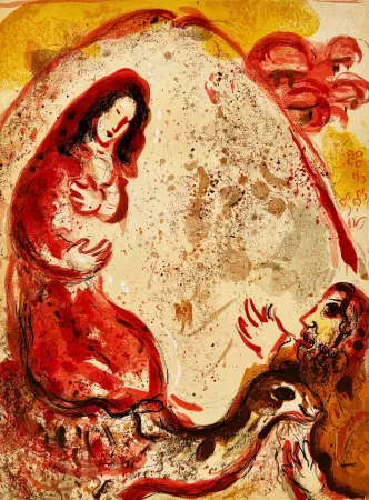 Lithographie Chagall - Rachel Steals Her Father’s Graven Images