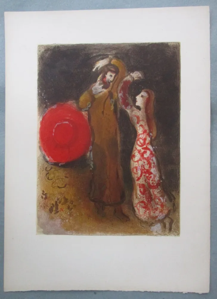 Lithographie Chagall - Rencontre de Ruth et de Booz, Meeting of Ruth and Boaz