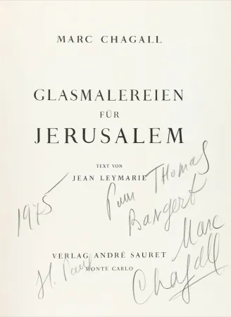 Livre Illustré Chagall - Signed & dedicated - Stained glass for Jerusalem 