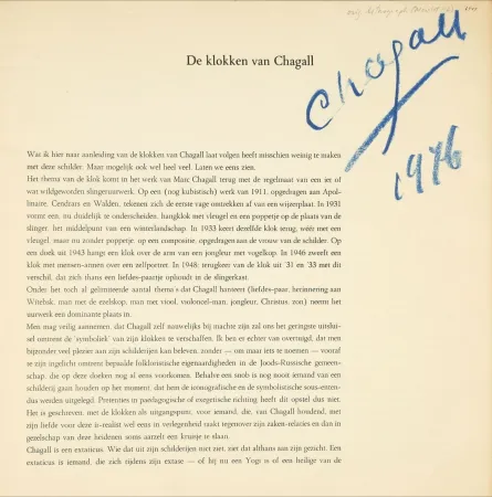 Livre Illustré Chagall - Signed - Der Klokken Van Chagall