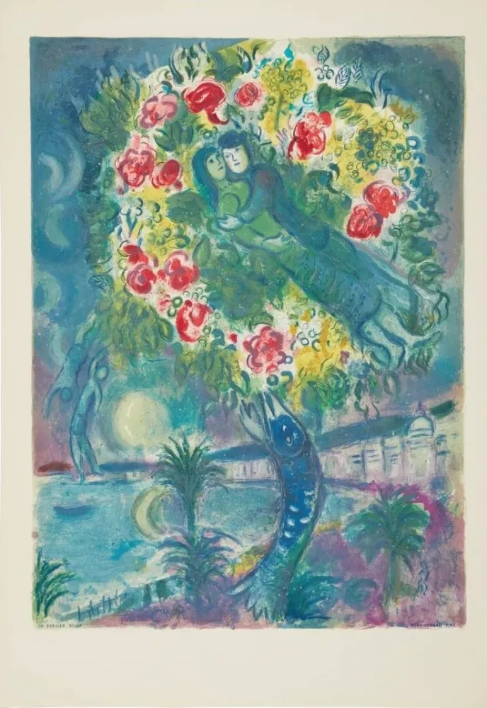 Lithographie Chagall - Sirène au pin (Sirene with Pine)