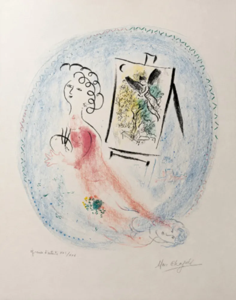 Lithographie Chagall - The Easel