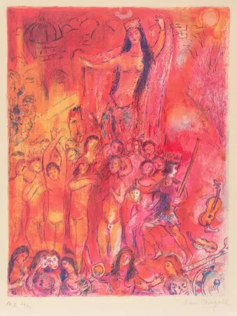 Lithographie Chagall - They were in Forty Pairs, Thus Numbering Fourscore.., from Four Tales from the Arabian Nights