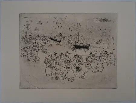 Gravure Chagall - Une fête au port (Le port au blé)