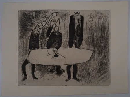 Gravure Chagall - Une réunion de crise (Le conciliabule des fonctionnaires)
