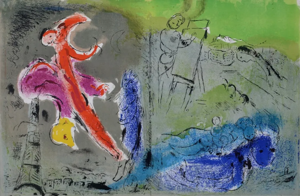 Lithographie Chagall - Vision de Paris