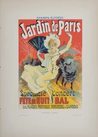 Lithographie Cheret - Jardins de Paris, 1896