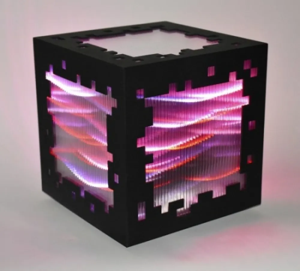 Gravure Sur Bois Chevalier - Mini voxels light red