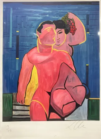 Lithographie Chia - Untitled Portrait of Lovers, ca.