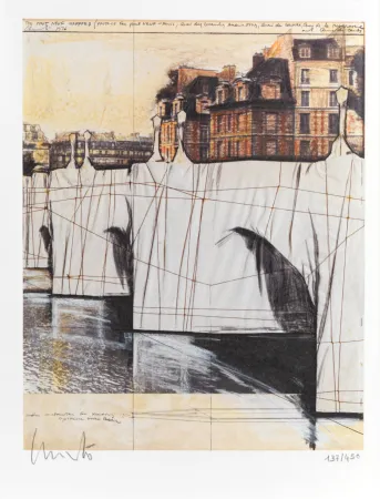 Lithographie Christo & Jeanne-Claude - The Pont-Neuf Wrapped (Project for Paris), 2020