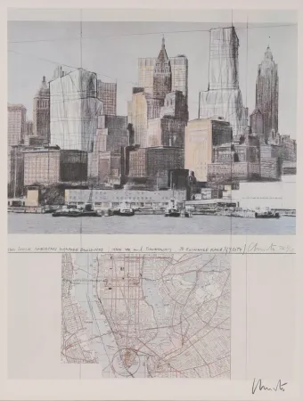 Lithographie Christo & Jeanne-Claude - Two Lower Manhattan Wrapped Buildings