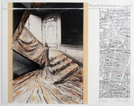 Lithographie Christo & Jeanne-Claude - Wrapped Staircase. 2001. Signed 