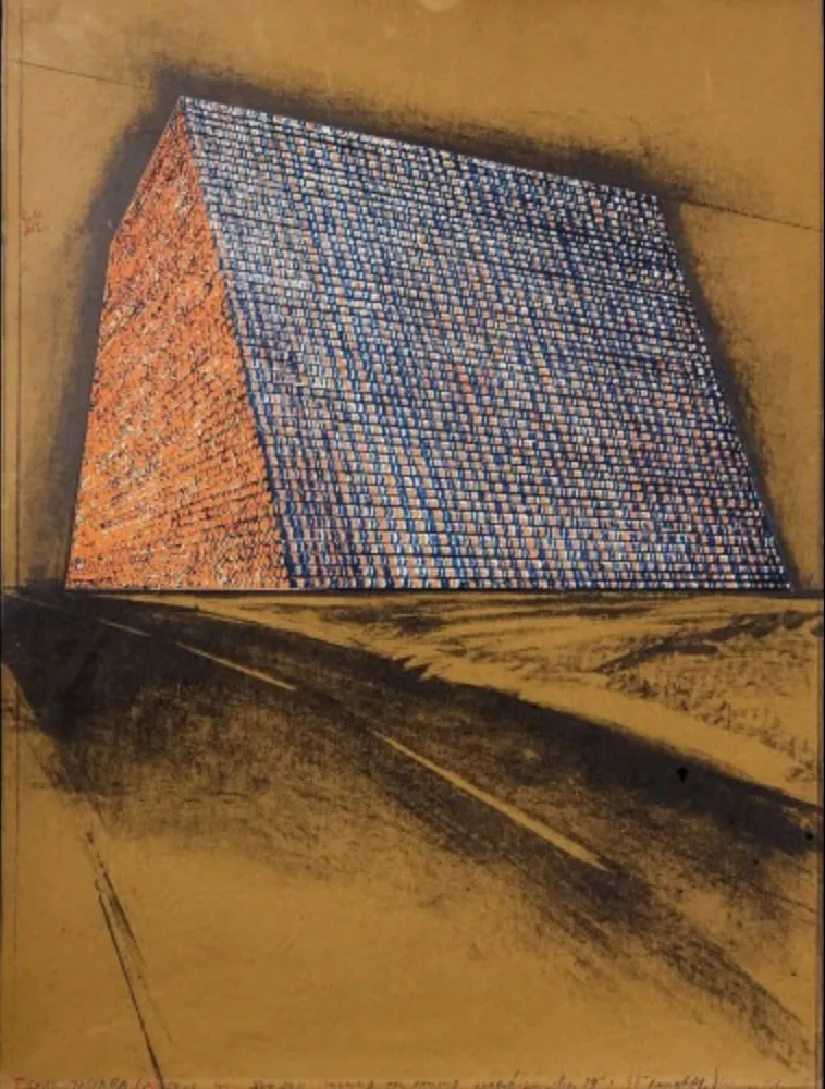 Lithographie Christo - Texas Mastaba, Project For 500,000 Stacked Oil Drums