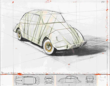 Sérigraphie Christo - Wrapped Volkswagen, Project for 1961 Volkswagen Beetle Saloon