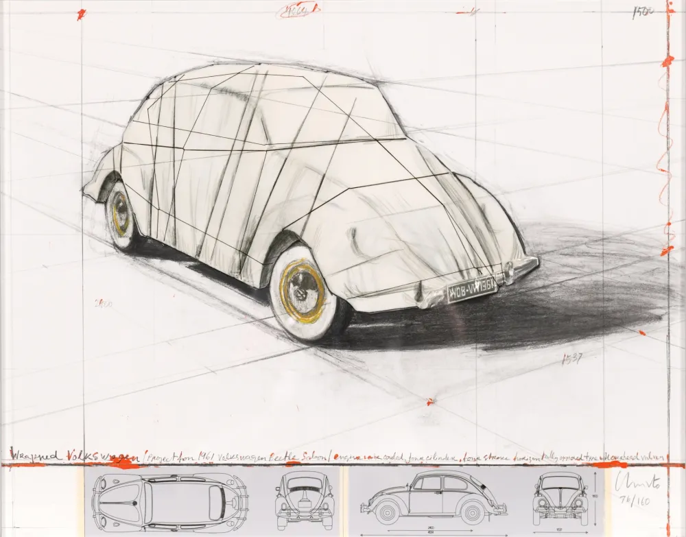 Sérigraphie Christo - Wrapped Volkswagen, Project for 1961 Volkswagen Beetle Saloon