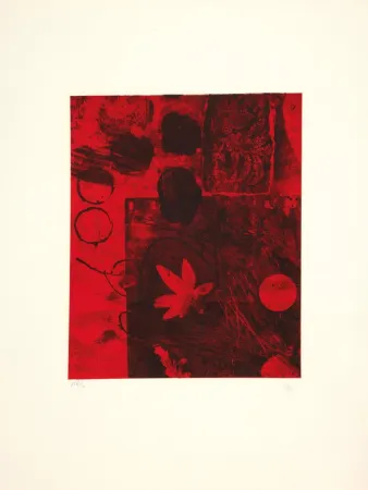 Lithographie Clavé - Feuille rouge