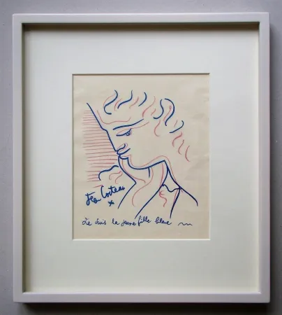 Lithographie Cocteau - Je suis la jeune fille bleue