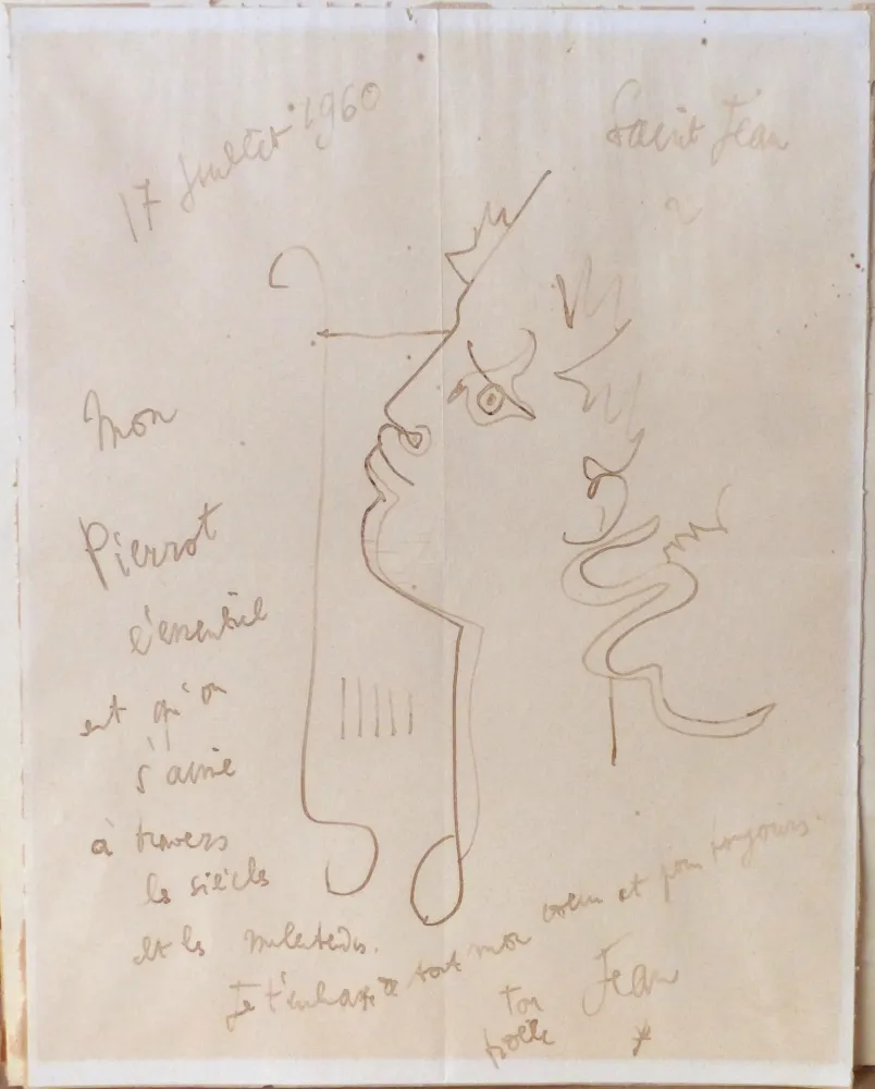 Aucune Technique Cocteau - Orphée à la lyre. Dessin signé