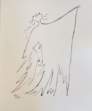 Lithographie Cocteau - Sous le manteau de feu
