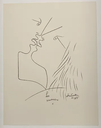 Lithographie Cocteau - The Kiss, Les Amoureux