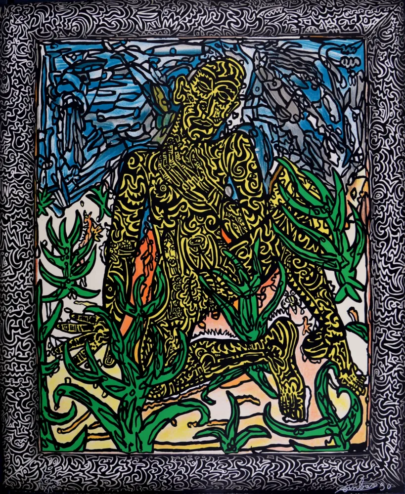 Sérigraphie Combas - L'Homme jaune, 1990