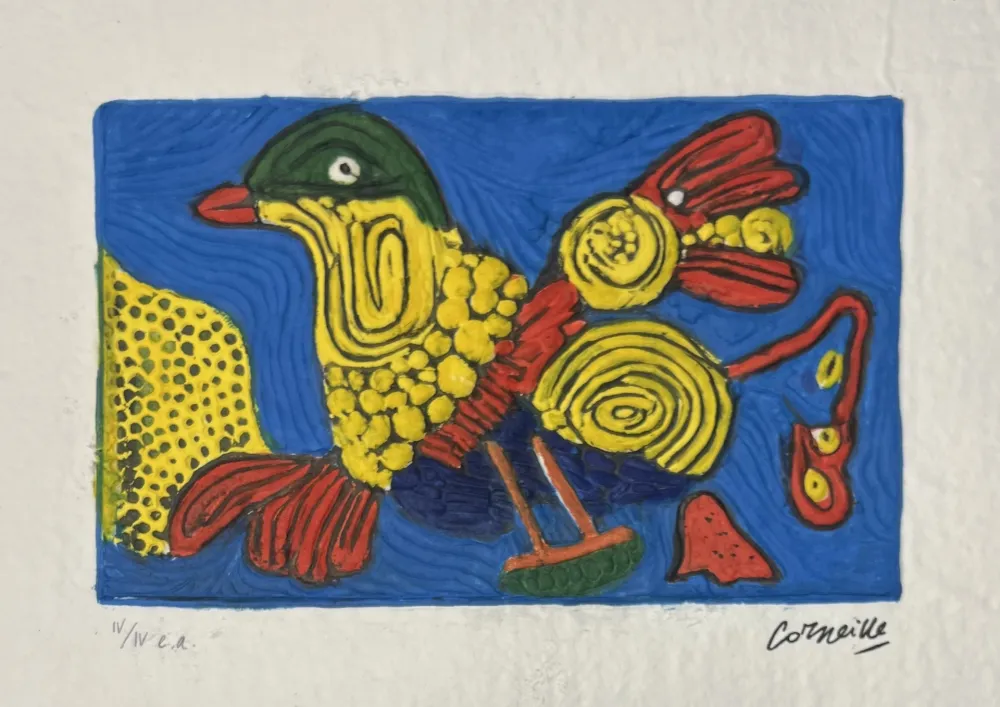 Multiple Corneille -  Aquagravure L'Oiseau Multicolore EA