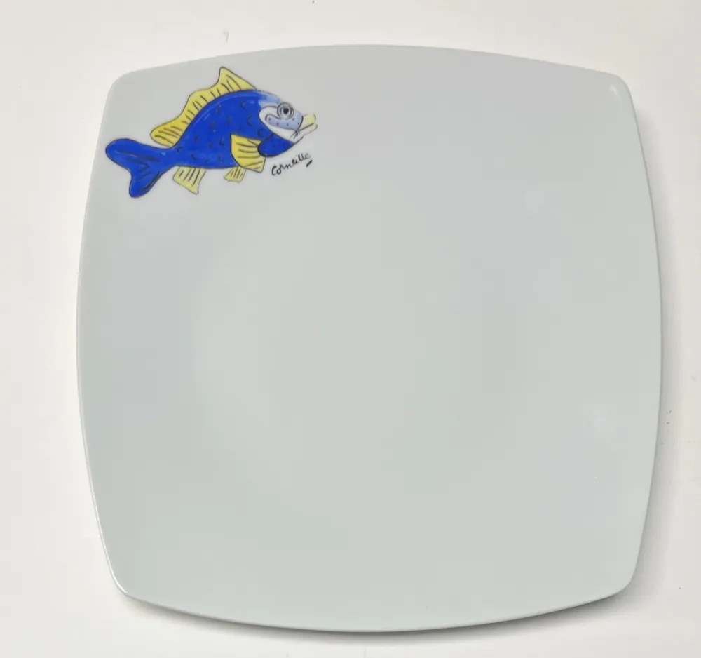 Céramique Corneille - Assiette Poisson Porcelaine de Limoges peinte à la main