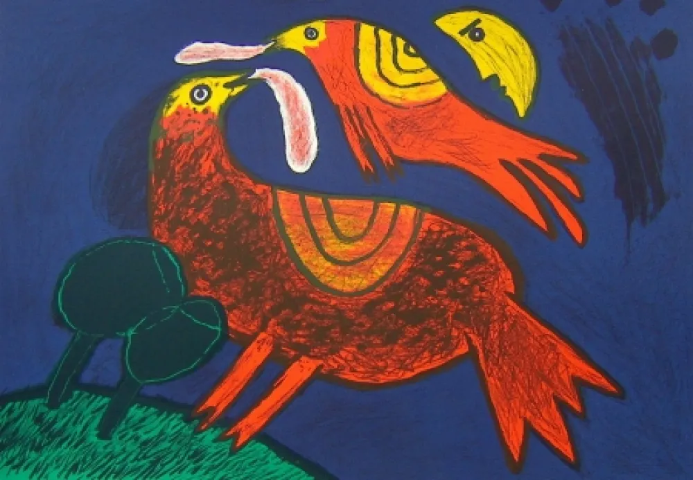 Lithographie Corneille - Demi-lune dans ciel catalan