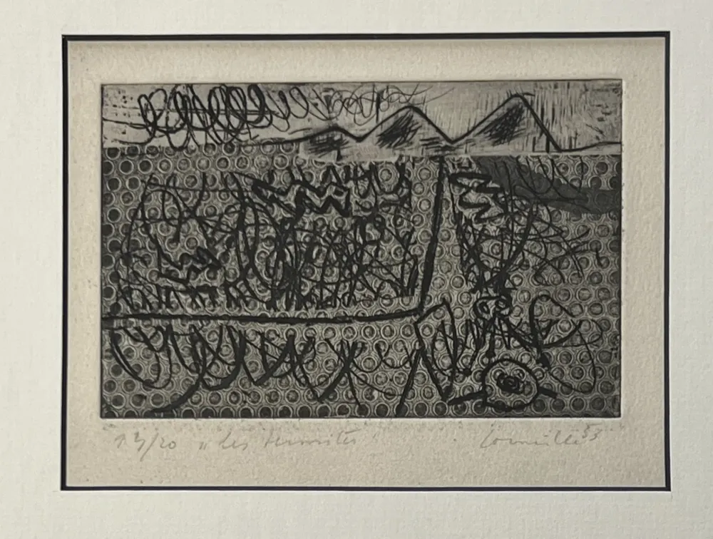 Eau-Forte Corneille - Eau-forte encadrée Les termites 1953 Numéro 3/20