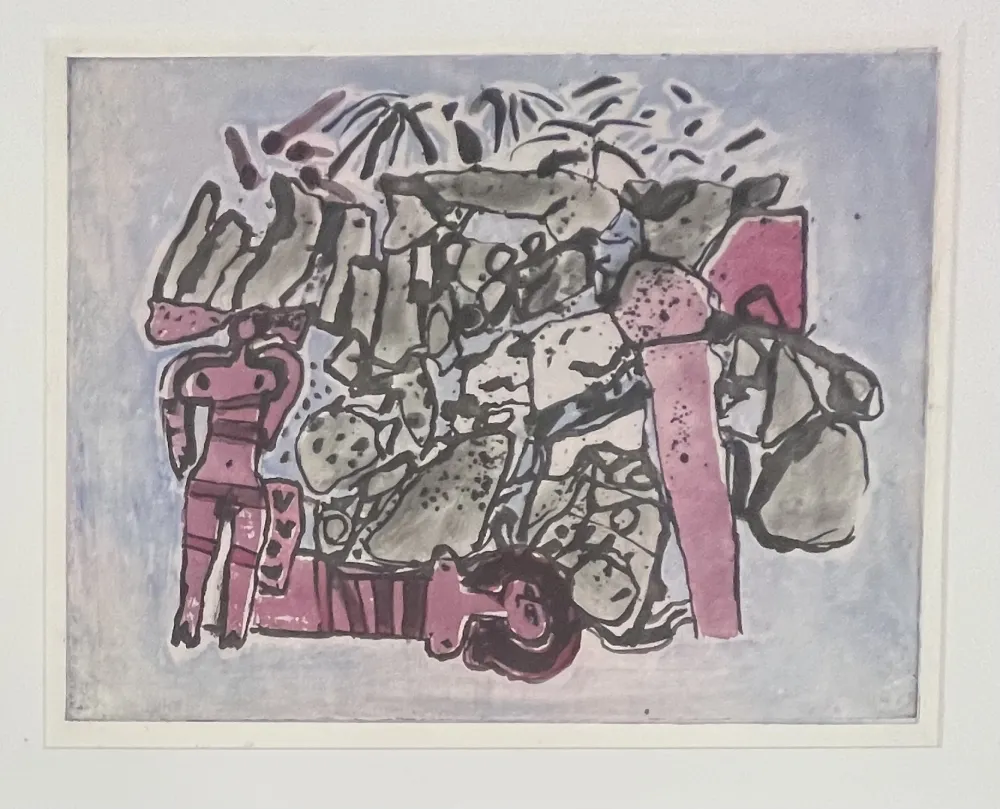 Eau-Forte Et Aquatinte Corneille - Eau-forte encadrée : Lieu rupestre E/A 